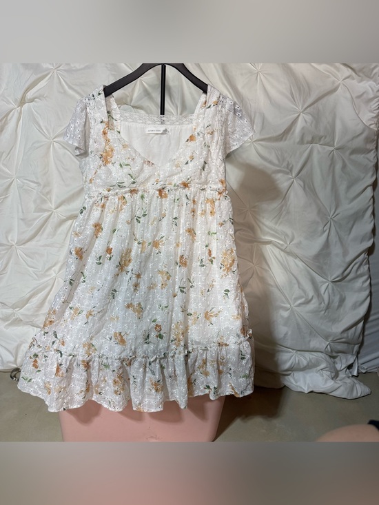 Altar'd State Dresses & Skirts - Altar'd State White Floral Eyelet Dress with Yellow and Green Accents